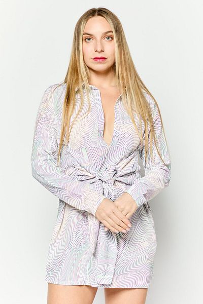 I Saw It First Women Petite All Over Print Mini Dress, Purple