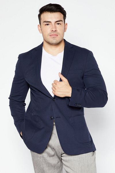 Bar III Men Slim Fit Solid Blazer, Navy Blue