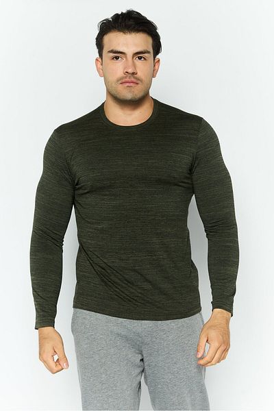 SKECHERS Men Sportswear Fit Long Sleeves Training T-shirt, Olive Heather
