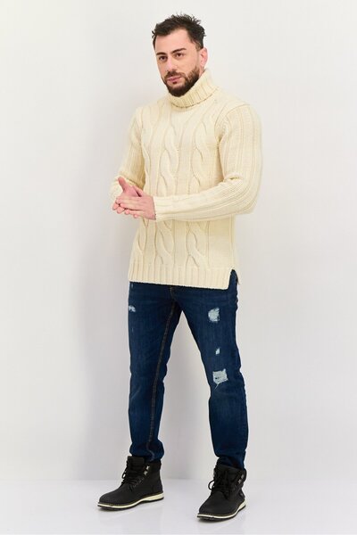 Michael Kors Men Turtle Neck Textured Sweater, Beige