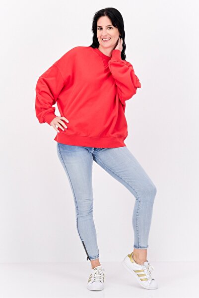 Levi's Women Crew Neck Solid Long Sleeves Sweatshirt, Red