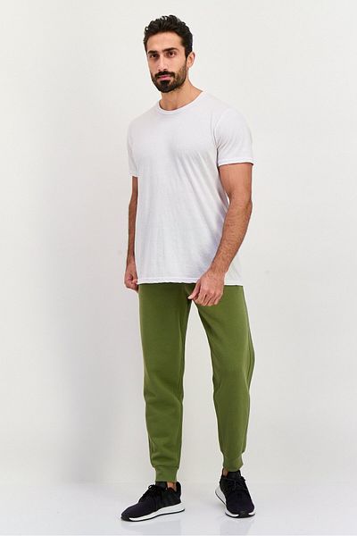 Esprit Men Regular Fit Brand Logo Sweatpants, Green