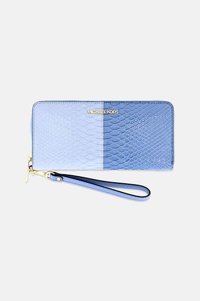 Michael Kors Women Brand Logo Crocoskin Wallet 22 L x 10,5 H X 2,5 W cm, Denim Combo