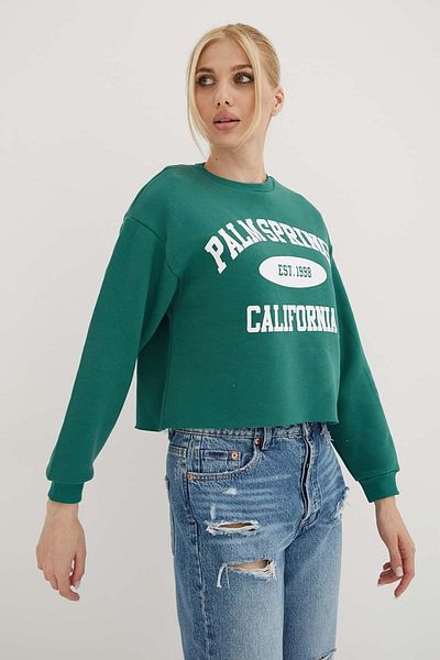 Fashion Friends Imprimat Crop Sweat Verde