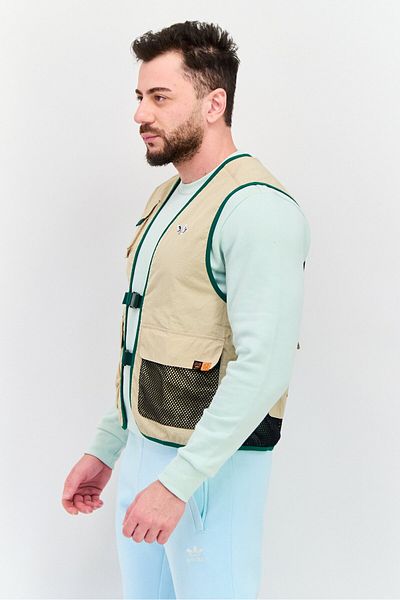 adidas Men Sportswear Fit Sleeveless Training Vest Jacket, Beige