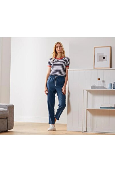 Tchibo بنطال رياضي نسائي بقصّة عادية ورباط، أزرق داكن