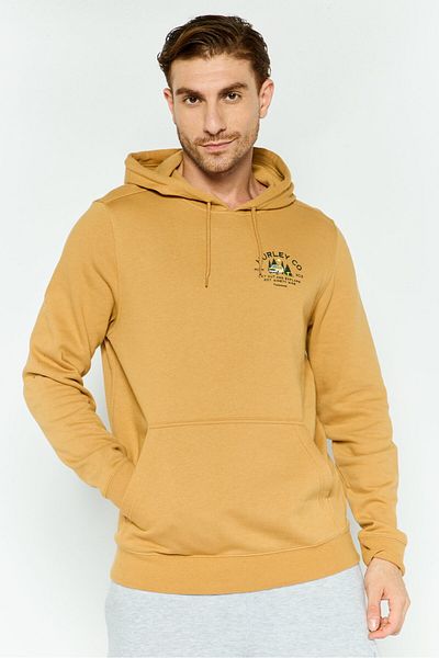 Hurley Men Hooded Long Sleeve Printed Sweatshirt, Papaya