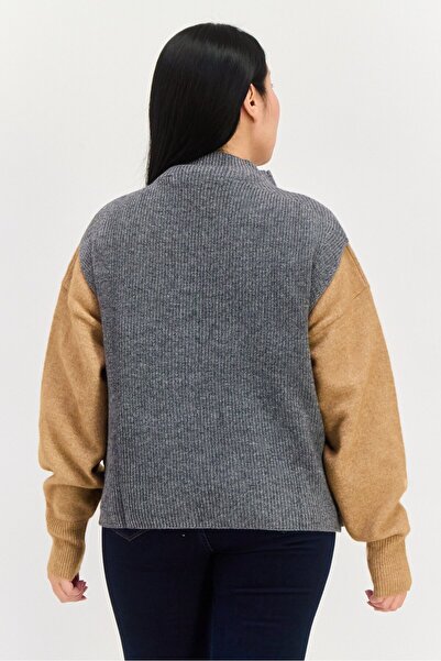 Esprit Women Mock Neck Sleeveless Knit Sweater, Grey