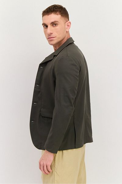 Esprit Men Regular Fit Plain Semi Formal Blazer, Olive