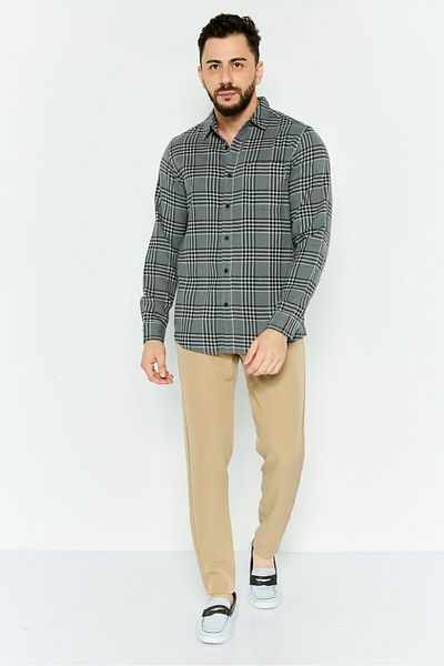 Hurley Men Regular Fit Plaid Long Sleeves Casual Shirt, Grey Combo
