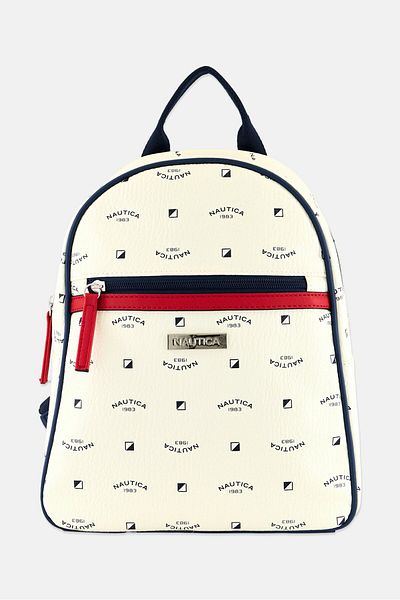 Nautica Women Brand Logo Backpack 30 H x 25 L x 10 W cm, Off White Combo