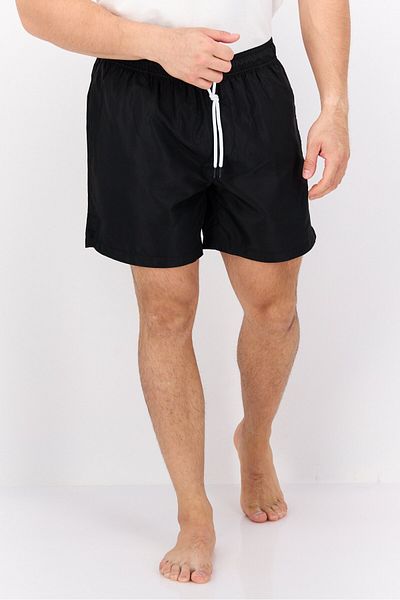 GAZZARRİNİ Men Drawstring Embroidered Logo Swim Short, Black
