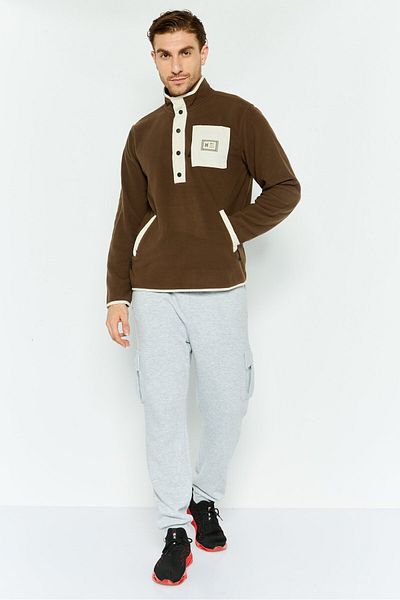 Hurley Men Mock Neck Brand Logo Sweatshirt, Brown