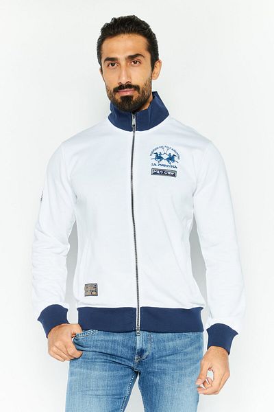 La Martina Men Mock Neck Long Sleeves Embroidered Logo Sweatshirt, Navy