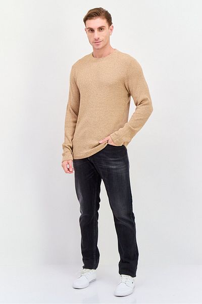 Selected Homme Men Crew Neck Long Sleeve Knitted Sweater, Brown