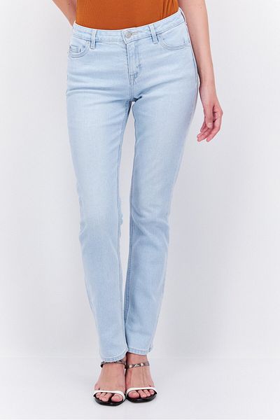Esprit Women Straight Fit Washed Stretchable Jeans, Light Blue
