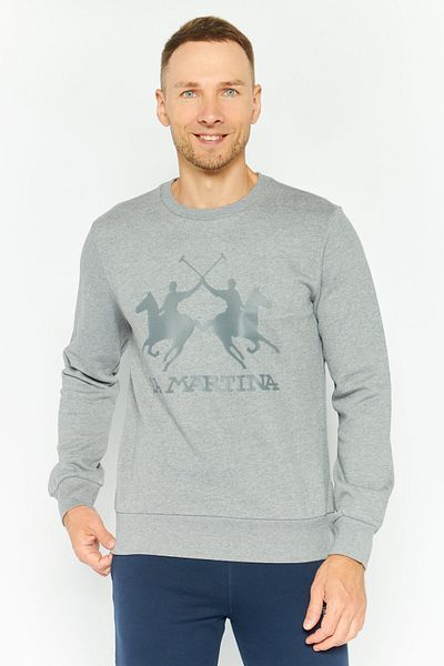 La Martina Men Crew Neck Long Sleeve Brand Logo Sweatshirt, Grey