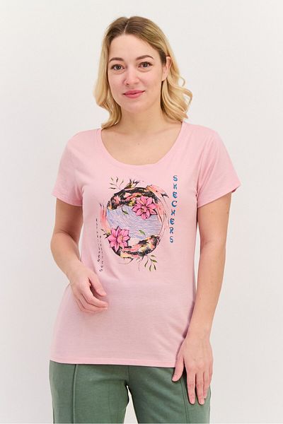 SKECHERS Women Sportswear Fit Short Sleeve Outdoor Top, Pink Combo