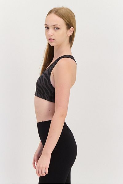Puma Women Padded Zebra Print Sports Bra, Black