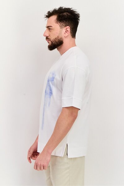 Esprit Men Crew Neck Short Sleeves Graphic Printed T-Shirt, White