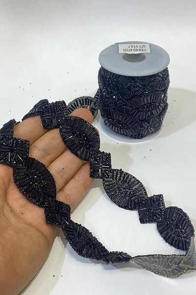 Hayalperest boncuk Oval Accessory - Iron-On Stoned and Beaded Strip