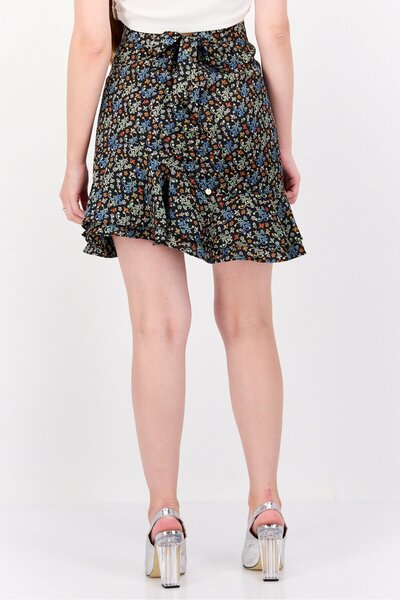 Scotch & Soda Women Floral Print Mini Skirts, Black Combo