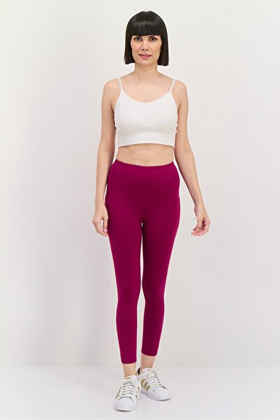 SKECHERS Women Sportswear Fit Solid Training Leggings, Purple