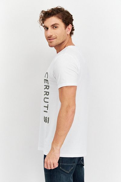 Cerruti 1881 Men V Neck Short Sleeves Embroidered Logo T-shirt, White