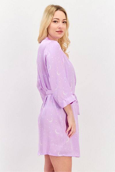 Brave Soul Women Allover Print Short Sleeve Sleepwear Dress, Lilac