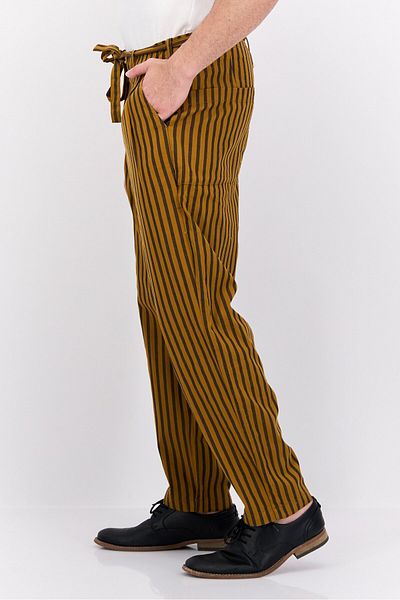 Scotch & Soda Men Regular Fit Stripe Chino Pants, Yellow