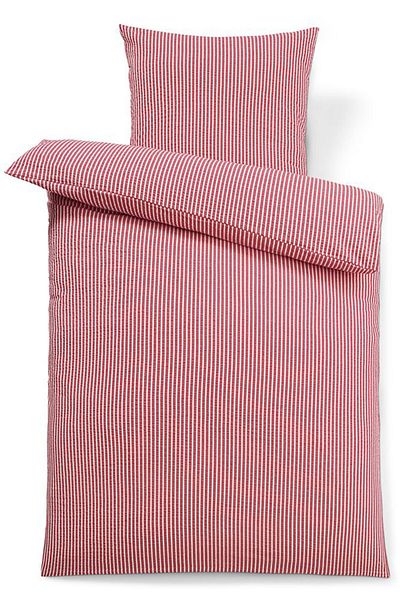 Tchibo Single Seer Sucker Duvet Set 135 X 200 Cm, Red