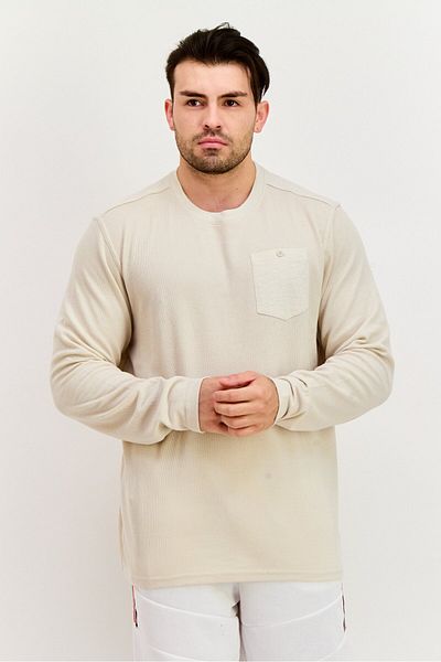Hurley Men Round Neck Textured Long Sleeve Sweatshirt, Off White