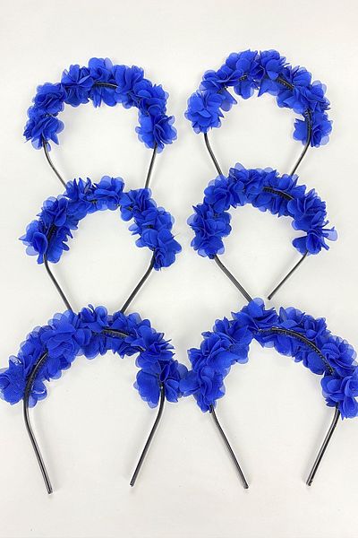 Hayalperest boncuk Laser Cut Flower Patterned 6 Pieces Sax Blue Children's Crown - Bridesmaid and Gift