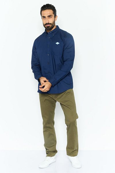 Esprit Men Regular Fit Solid Long Sleeves Casual Shirt, Navy