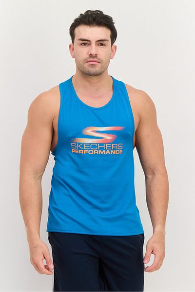 SKECHERS Men Sportswear Fit Sleeveless Training Tank Tops, Blue