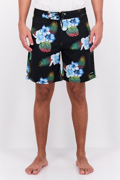 Hurley Men Allover Print 7 Inseam Board Short, Black Combo