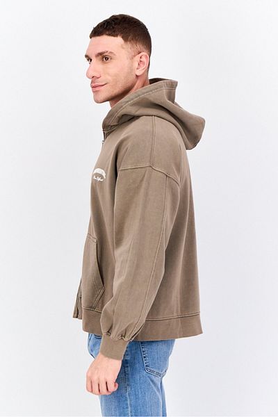 Good For Nothing Men Hooded Long Sleeves Brand Logo Sweatshirt, Khaki