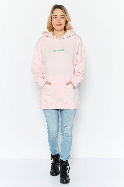 Night Addict Women Hooded Brand Logo Sweatshirt, Pink