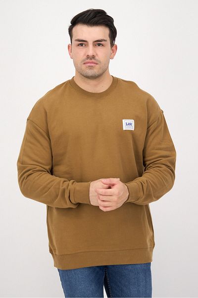 Lee Men Crew Neck Long Sves Workwear Sweatshirt, Dark Brown