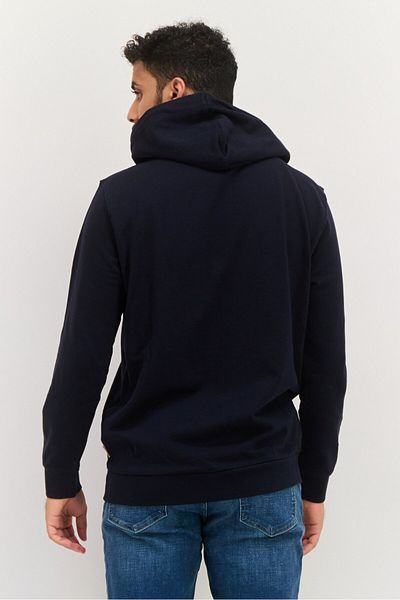 GAZZARRİNİ Men Brand Logo Long Sleeves Hoodie, Dark Navy