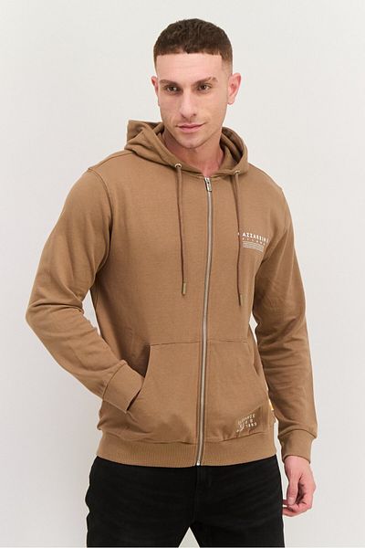 GAZZARRİNİ Men Brand Logo Long Sleeves Hoodie, Brown