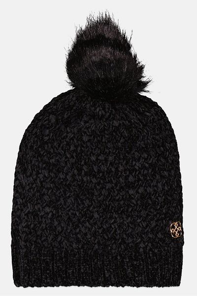 Daisy Fuentes Women Faux Fur Pom Beanie, Black