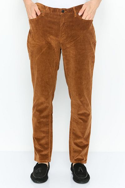 Michael Kors Men Slim Fit Ribbed Corduroy Pants, Brown