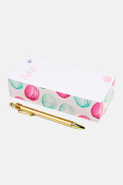 Votum Graphic Print Sticky Notes With Pen, White