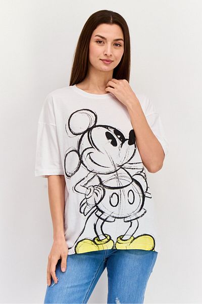 Disney Men Crew Neck Short Sleeves Printed T-Shirt, White