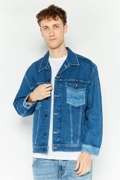 WRANGLER Men Textured Long Sleeve Denim Jacket, Blue