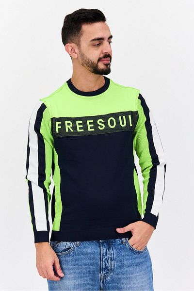 freesoul Men Crew Neck Brand Logo Long Sleeves Sweatshirt, Black