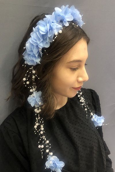 Hayalperest boncuk Baby Blue Laser Floral Στέμμα