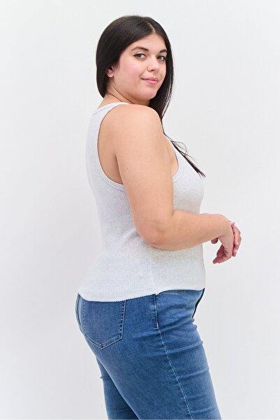 Cotton On Women Plus Size Crew Neck Sleeveless Heather Tank Top, Grey