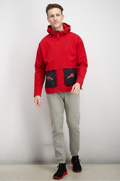 adidas Men Sportswear Fit Full Zip Cny Outdoor Jacket, Red